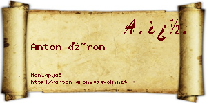 Anton Áron névjegykártya